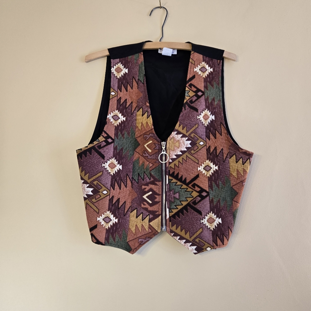 Miller Stockman For Western Living Aztec Zip Vest Medium